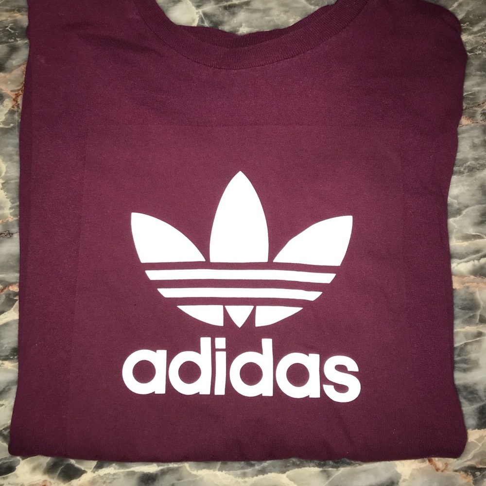 Maroon Adidas Logo T-shirt